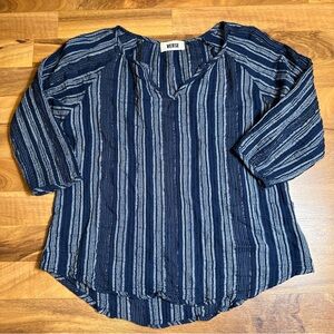 VERSE Short Tunic Navy‎ Blue With Metallic Rose Gold Stripes Size Medium